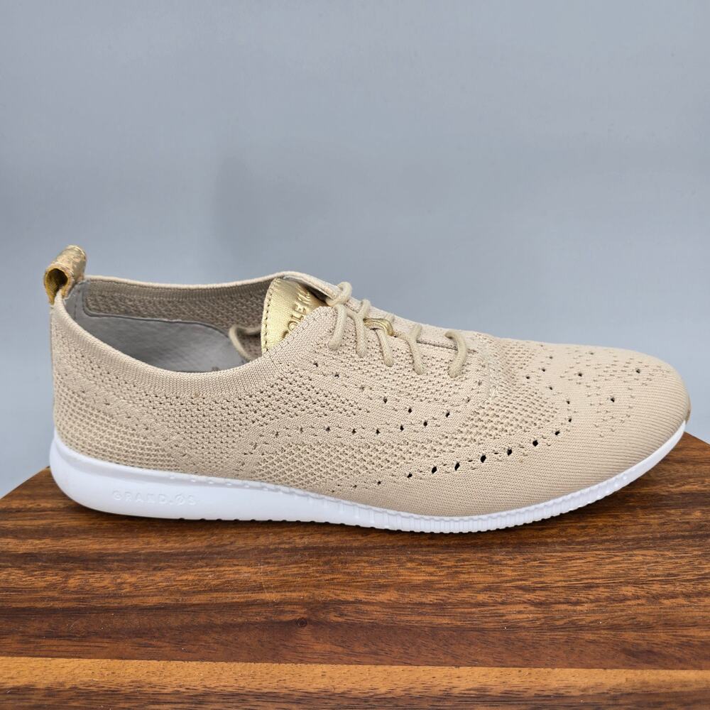 Cole Haan 2.Zerogrand Shoes Womens 10.5 B Beige Stitchlite Knit Comfort Oxfords